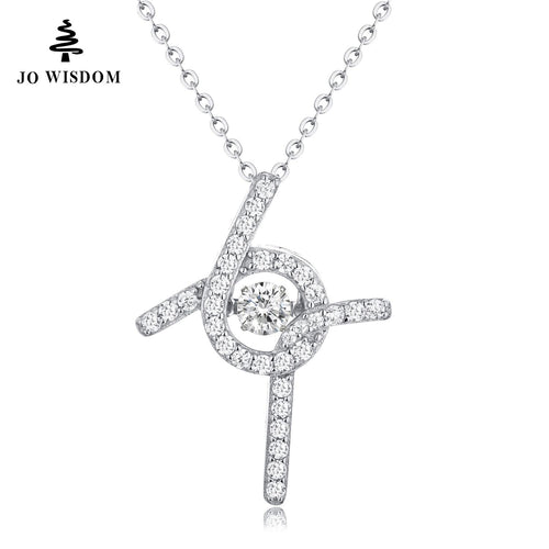 JO WISDOM 2017 New Arrival Luxury Dancing Stone Natural Topaz Cross Pendant Necklace for Girl's Gift Fashion Women Jewelry-JewelryKorner