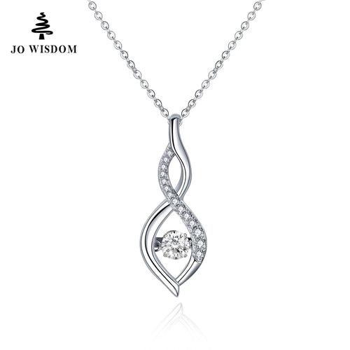 JO WISDOM 925 Sterling Silver Pendant Necklace with Dancing Natural Stone Natural Topaz-JewelryKorner