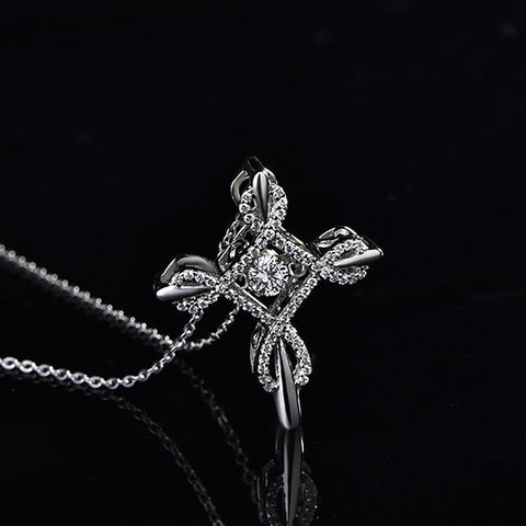 JO WISDOM birthstone Diamond Dancing Natural Stone Natural Topaz Cross Necklace Collane Con Pendenti-JewelryKorner