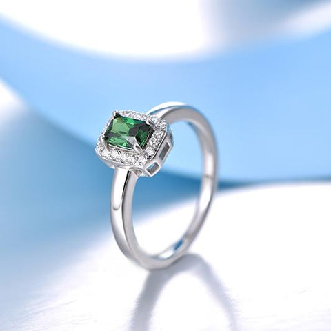 JO WISDOM Birthstone Emerald Rings Gift Womens White Gold Plated Wedding Ring aaa Cubic CZ Jewelry Wholesale Fine Jewelry-JewelryKorner