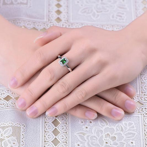 JO WISDOM Birthstone Emerald Rings Gift Womens White Gold Plated Wedding Ring aaa Cubic CZ Jewelry Wholesale Fine Jewelry-JewelryKorner