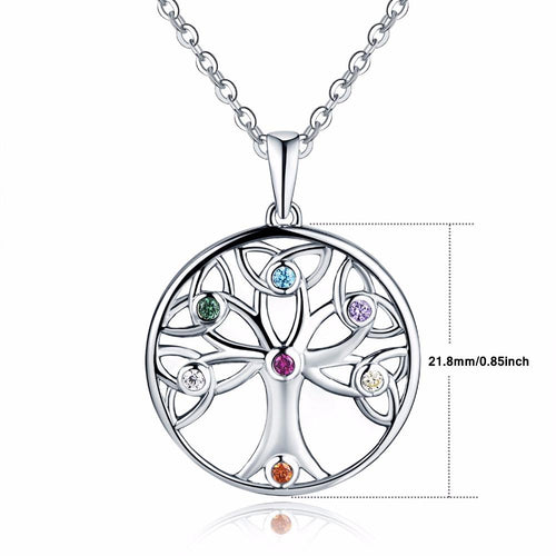 JO WISDOM Birthstone Silver 925 Jewelry Bijouterie Necklaces tree of Life Pendants with CZ Ladies Jeweley Costume Jewelery-JewelryKorner