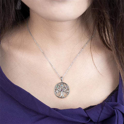 JO WISDOM Birthstone Silver 925 Jewelry Bijouterie Necklaces tree of Life Pendants with CZ Ladies Jeweley Costume Jewelery-JewelryKorner
