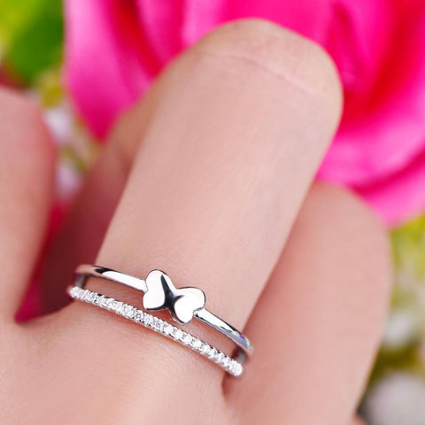 JO WISDOM Bridal Set Rings 925 Silver Jewelry Simple Rings for Women Wedding Ring Engagement Ring for Women Best Gift for Lover-JewelryKorner