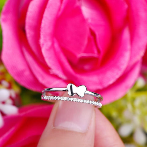 JO WISDOM Bridal Set Rings 925 Silver Jewelry Simple Rings for Women Wedding Ring Engagement Ring for Women Best Gift for Lover-JewelryKorner