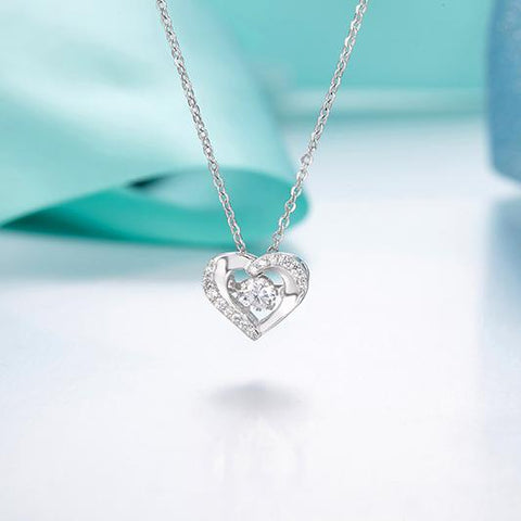 JO WISDOM Fine Jewelry 100% 925 Silver Necklace Women Heart Pendant Jewelry Wholesale with Dancing Natural Stone Natural Topaz-JewelryKorner