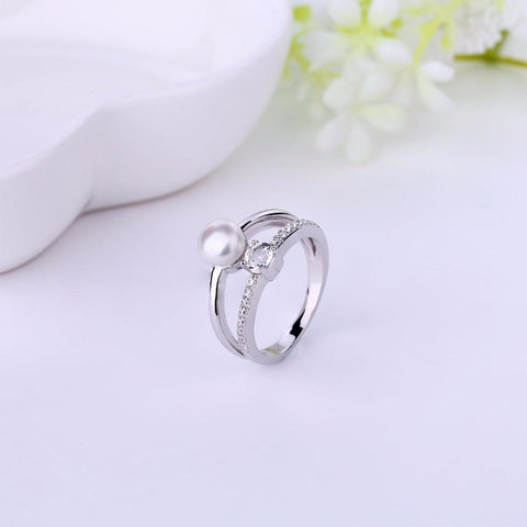 JO WISDOM Fine Jewelry 100% 925 Silver Ring for Women Wedding Ring with Freshwater Pearl for Wedding Decorations-JewelryKorner