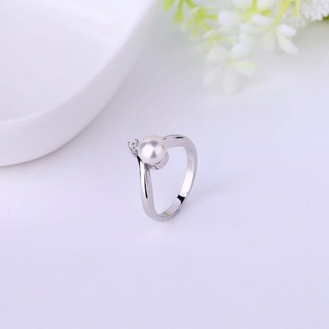 JO WISDOM Fine Jewelry Bijouterie Silver Ring for Women Wedding Ring with Freshwater Pearl for Wedding Decorations-JewelryKorner