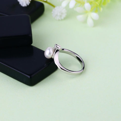 JO WISDOM Fine Jewelry Bijouterie Silver Ring for Women Wedding Ring with Freshwater Pearl for Wedding Decorations-JewelryKorner