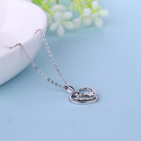 JO WISDOM Fine Jewelry Silver 925 Jewelry Bijouterie Heart Necklaces Heart Pendants with CZ Ladies Costume Jewelery Pendant-JewelryKorner
