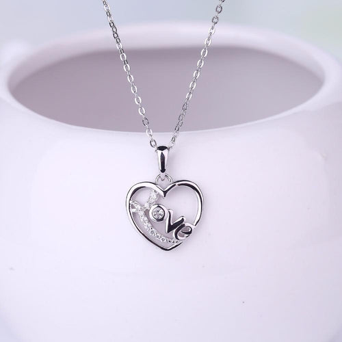 JO WISDOM Fine Jewelry Silver 925 Jewelry Bijouterie Heart Necklaces Heart Pendants with CZ Ladies Costume Jewelery Pendant-JewelryKorner