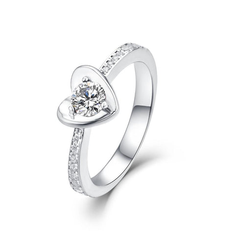 JO WISDOM Heart Shape Silver 925 Jewelry Ring AAA Level Wedding Band Engagement Rings for Women Girl Bijoux With StylishGift Box-JewelryKorner
