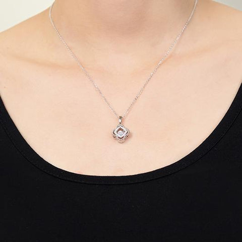 JO WISDOM Hot Sale Silver Pendant Necklace Dancing Natural Stone with Natural Topaz with Silver Chain-JewelryKorner