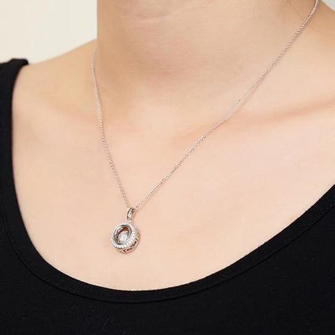 JO WISDOM Hot Sale Silver Pendant Necklace Dancing Natural Stone with Natural Topaz with Silver Chain-JewelryKorner