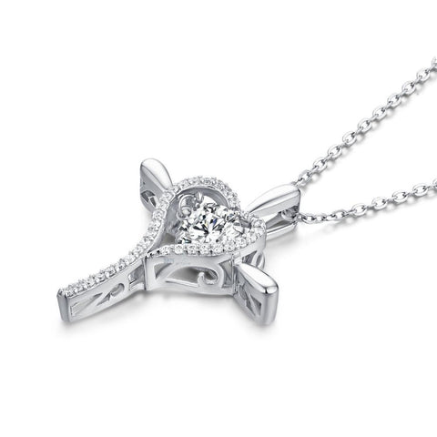 JO WISDOM Joyas 925 Sterling Silver Cross Love Necklaces Colar Natural Topaz Colar Feminino Drop shipping-JewelryKorner