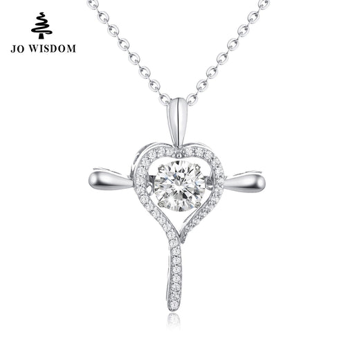 JO WISDOM Joyas 925 Sterling Silver Cross Love Necklaces Colar Natural Topaz Colar Feminino Drop shipping-JewelryKorner