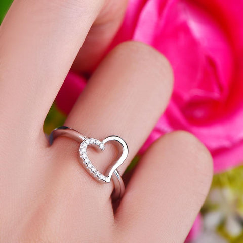 JO WISDOM Love Heart Rings Heart Jewelry Silver Rings for Women Wedding Jewellery Acessorios Best Gift for Lover-JewelryKorner