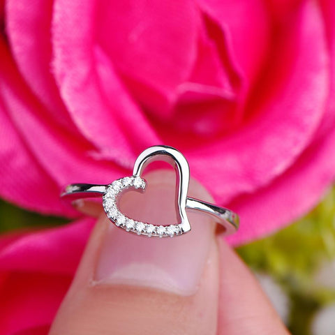 JO WISDOM Love Heart Rings Heart Jewelry Silver Rings for Women Wedding Jewellery Acessorios Best Gift for Lover-JewelryKorner