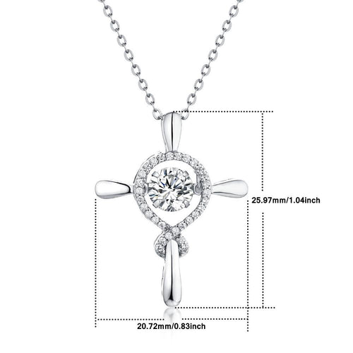 JO WISDOM Luxury Cross Pendant Necklace Made of Dancing Natural Topaz Stone Necklaces Women Pingente overwatch Jewelry bijoux-JewelryKorner