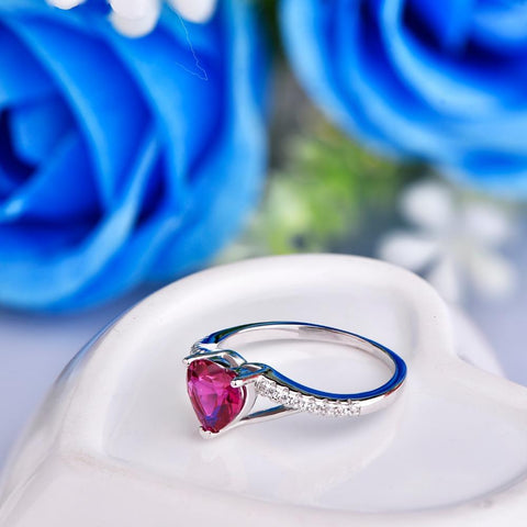 JO WISDOM Newest Hot Heart Rings Jewelry Real Silver Finger Rings Full Rhinestone Costume Jewelry Rings Wedding Decorations-JewelryKorner