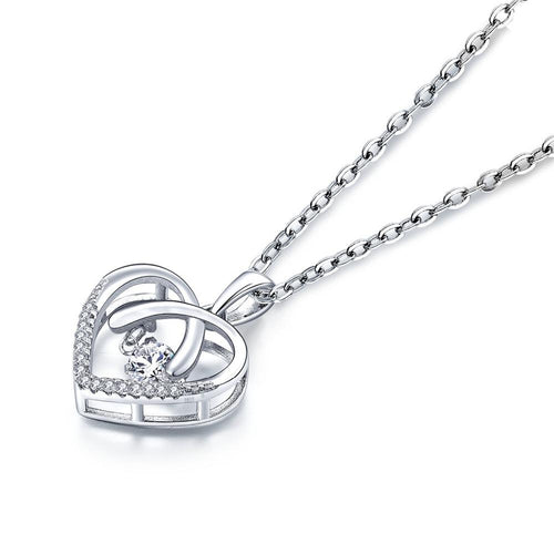 JO WISDOM Romantic Heart pendant 925 Sterling Silver Necklace Dancing Natural Stone Women Valentine's Day Gift-JewelryKorner