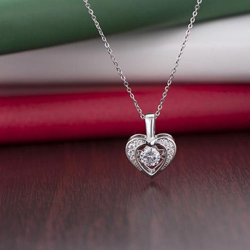 JO WISDOM Romantic Heart pendant 925 Sterling Silver Necklace Diamond Dancing Natural Stone For Women Valentine's Day-JewelryKorner