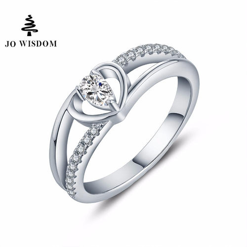 JO WISDOM Silver 925 jewelry bijouterie men's rings Women's rings Bts accessories Heart Rings with CZ Stones-JewelryKorner