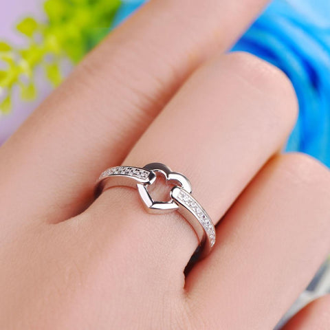 JO WISDOM Silver Heart Rings Fine Rings For Women Trendy Silver 925 Jewelry Ring Female Fine Jewelry-JewelryKorner