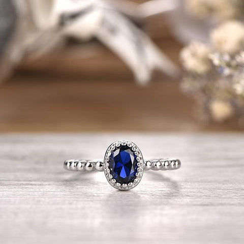 JO WISDOM Silver Ring Birthstone Sapphire Rings Women Wedding Engagement Wholesale Real Silver Jewelry-JewelryKorner