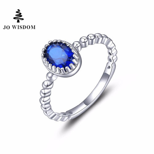 JO WISDOM Silver Ring Birthstone Sapphire Rings Women Wedding Engagement Wholesale Real Silver Jewelry-JewelryKorner