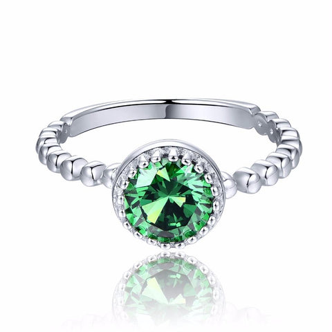 JO WISDOM Silver Ring Green Ring with White Gold Engagement Rings For Women's Rings for Wedding Silver 925 Jewelry-JewelryKorner