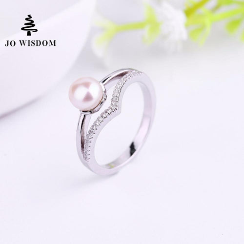JO WISDOM Silver Ring with pearls Women's rings for Wedding Natural pearls-JewelryKorner