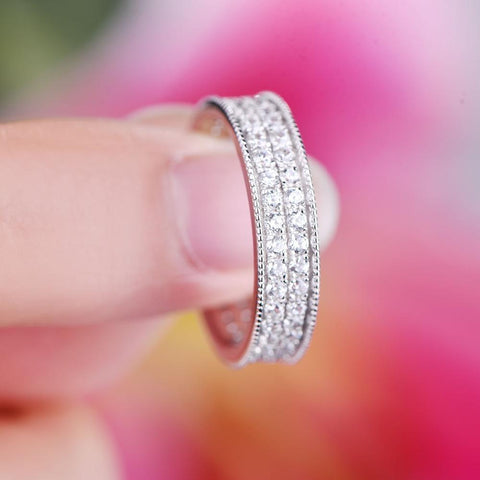 JO WISDOM Trendy 100% 925 Sterling Silver Women Wedding Ring Engagement Ring for Women-JewelryKorner