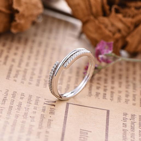 JO WISDOM Trendy 925 Sterling Silver Women Wedding Ring Engagement Ring for Women-JewelryKorner