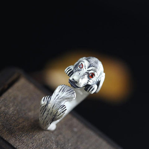 KJJEAXCMY 999 sterling silver jewelry silver jewelry boutique matte handmade folk style lady pet Tactic ring-JewelryKorner