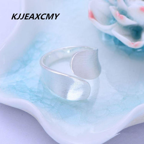 KJJEAXCMY boutique jewelry, S925 sterling silver, simple fashion, plain silver brushed matte, open ring-JewelryKorner