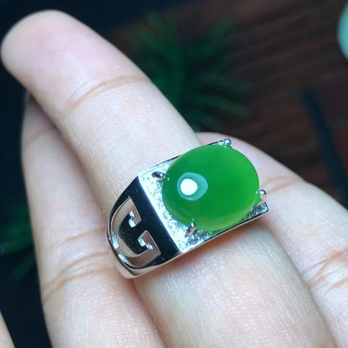 KJJEAXCMY Fine jewelry 925 sterling silver jasper male ring wholesale all natural Cai Bao live mouth-JewelryKorner