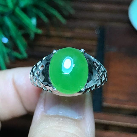 KJJEAXCMY Fine jewelry 925 sterling silver no time to quality natural and Tianxi jade male ring European and American wind live-JewelryKorner