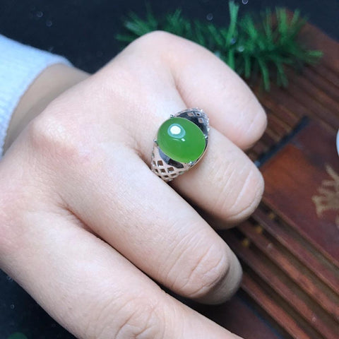 KJJEAXCMY Fine jewelry 925 sterling silver no time to quality natural and Tianxi jade male ring European and American wind live-JewelryKorner