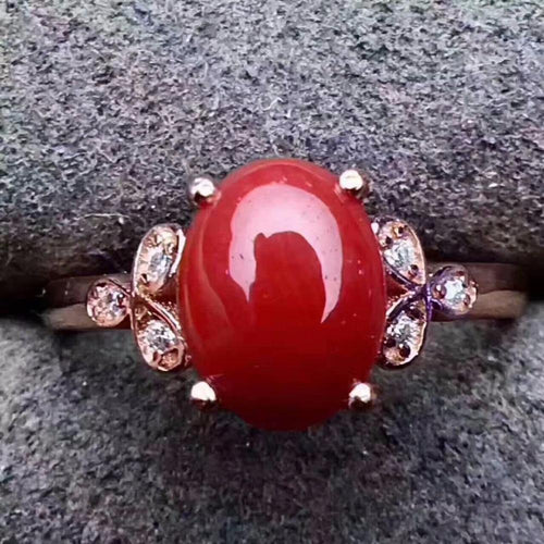 KJJEAXCMY Fine jewelry 925 Sterling Silver with red coral female band gold and silver color certificate-JewelryKorner
