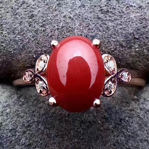 KJJEAXCMY Fine jewelry 925 Sterling Silver with red coral female band gold and silver color certificate-JewelryKorner