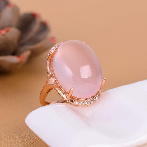 KJJEAXCMY Fine jewelry color jewelry 925 silver inlay natural powder female ring simple wholesale-JewelryKorner