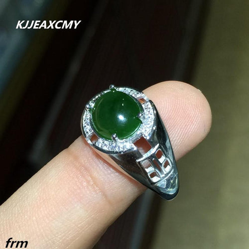 KJJEAXCMY Fine jewelry Men's Jasper Ring wholesale 925 sterling silver inlaid 360-degree physical take pictures of natural live-JewelryKorner