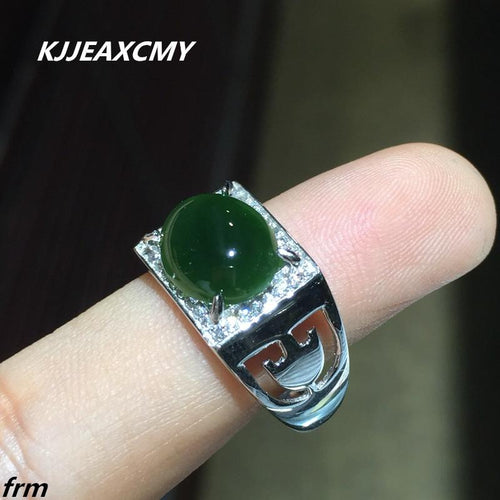 KJJEAXCMY Fine jewelry Men's Ring Natural Hetian Biyu live mouth wholesale 925 sterling silver-JewelryKorner