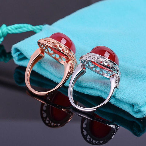 KJJEAXCMY Fine jewelry Multicolored jewelry 925 silver inlay Carnelian female ring simple wholesale-JewelryKorner