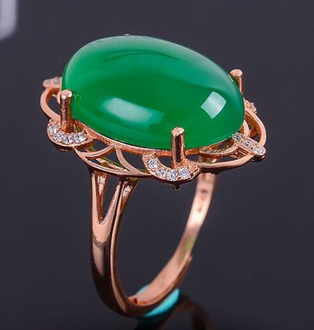 KJJEAXCMY Fine jewelry Multicolored jewelry women 925 silver inlay natural green chalcedony ring simple wholesale-JewelryKorner