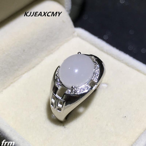 KJJEAXCMY Fine jewelry Natural Hetian Men's Ring Roses White Sheep Male Ring 925 sterling silver live mouth-JewelryKorner