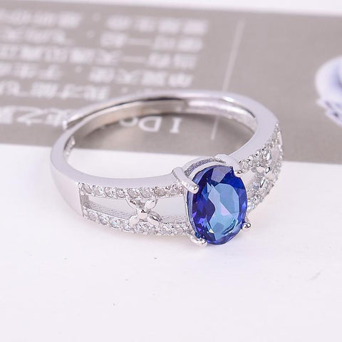 KJJEAXCMY Fine jewelry Sterling Silver Ring color jewelry 925 silver inlay Tanzania color Topaz Ring female models-JewelryKorner