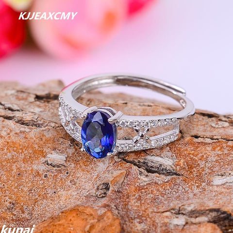 KJJEAXCMY Fine jewelry Sterling Silver Ring color jewelry 925 silver inlay Tanzania color Topaz Ring female models-JewelryKorner