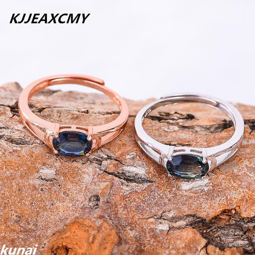 KJJEAXCMY Fine jewelry wholesale color jewelry 925 silver inlay Tanzania color Topaz Ring-JewelryKorner